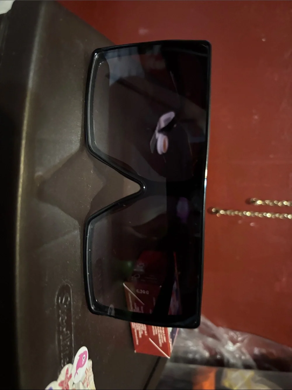 Oversized Black Shield Sunglasses